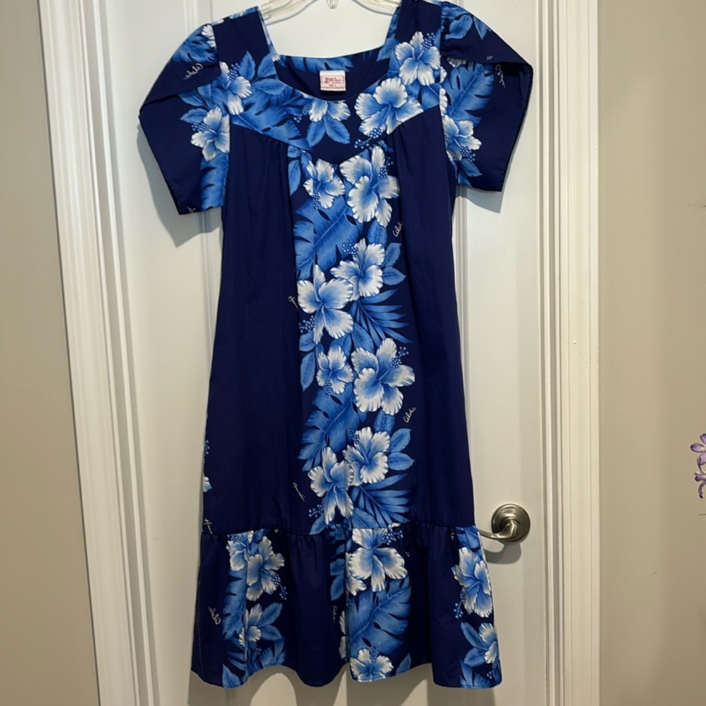 VINTAGE NWOT Kalena Fashions Hawaiian Hibiscus Floral Dress Size L Vivid Pattern